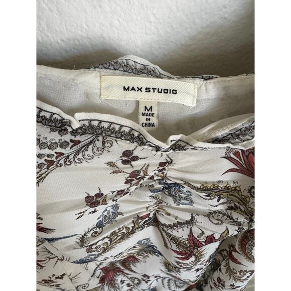 Max Studio Floral Paisley Cropped Tank Top Strappy Blouse Size Medium - Picture 7 of 11